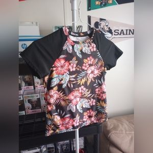 Girl's Floral Bathing Suit Top Cover Size Large